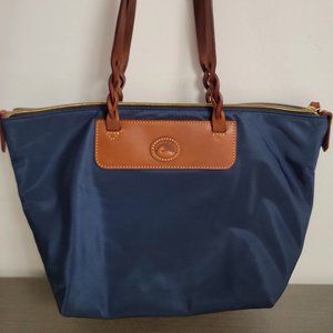 Dooney & Bourke Nylon Shopper Tote Braided Handles Blue Small New